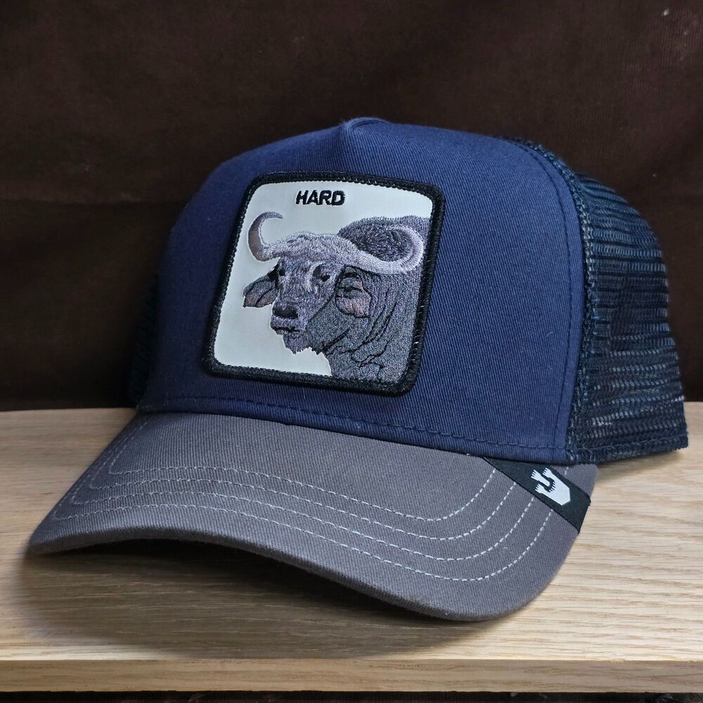 Goorin Bros The Farm Widowmaker Hard Buffalo Trucker Hat Navy Gray Snapback
